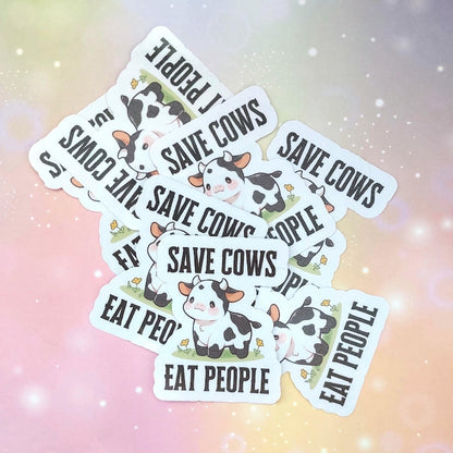 Save Cows Eat People Sticker