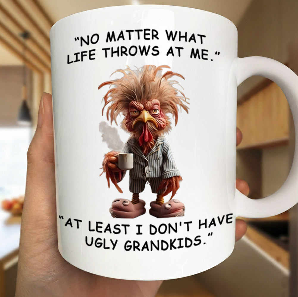 No Matter What Life Throws - Chicken Funny White Mug