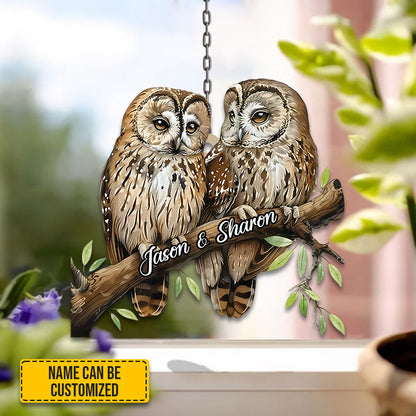 Owl Couple Acrylic Window Hangings - Decor Home
