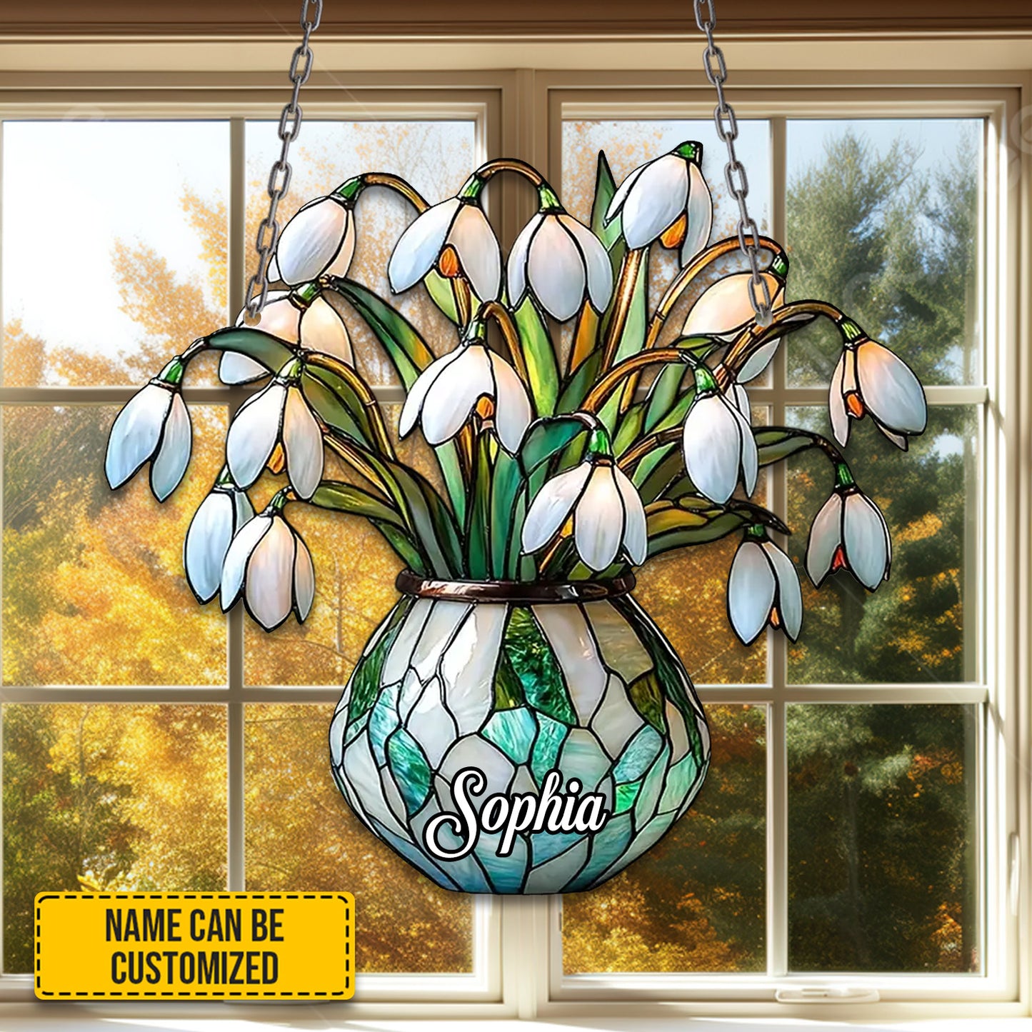 Personalized Snowdrop Acrylic Window Hanging