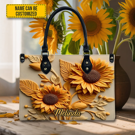 Love Sunflower - Personalized Sunflower Leather Handbag