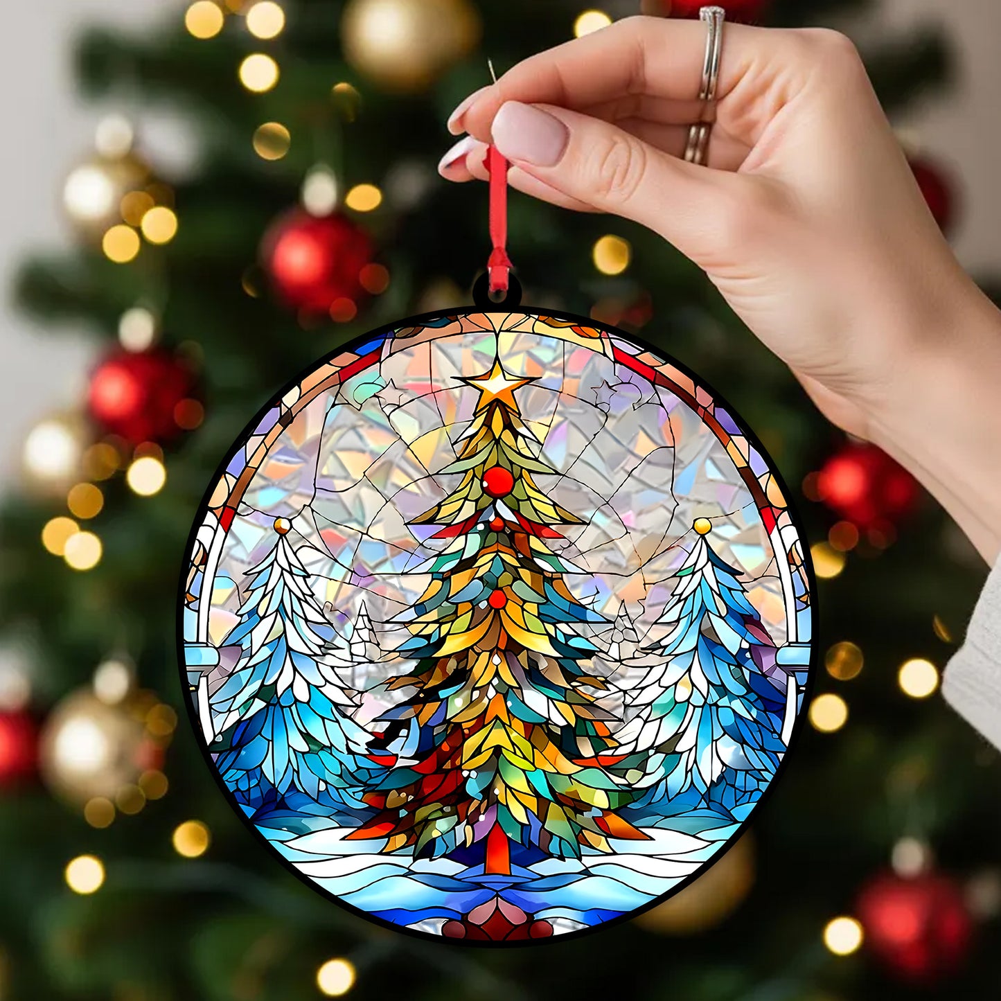 Stained Glass Christmas Tree Acrylic Ornament