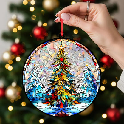 Stained Glass Christmas Tree Acrylic Ornament