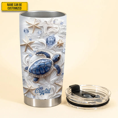 Personalized Blue Turtle & Sea Tumbler