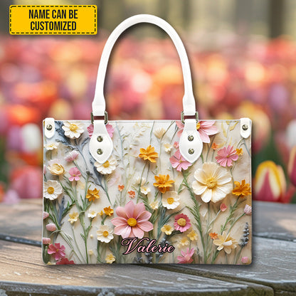 Beautiful Flowers - Personalized Leather Handbag