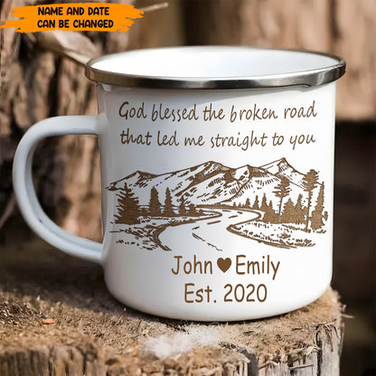 God Blessed The Brocken Road - Personalized Enamel Mug