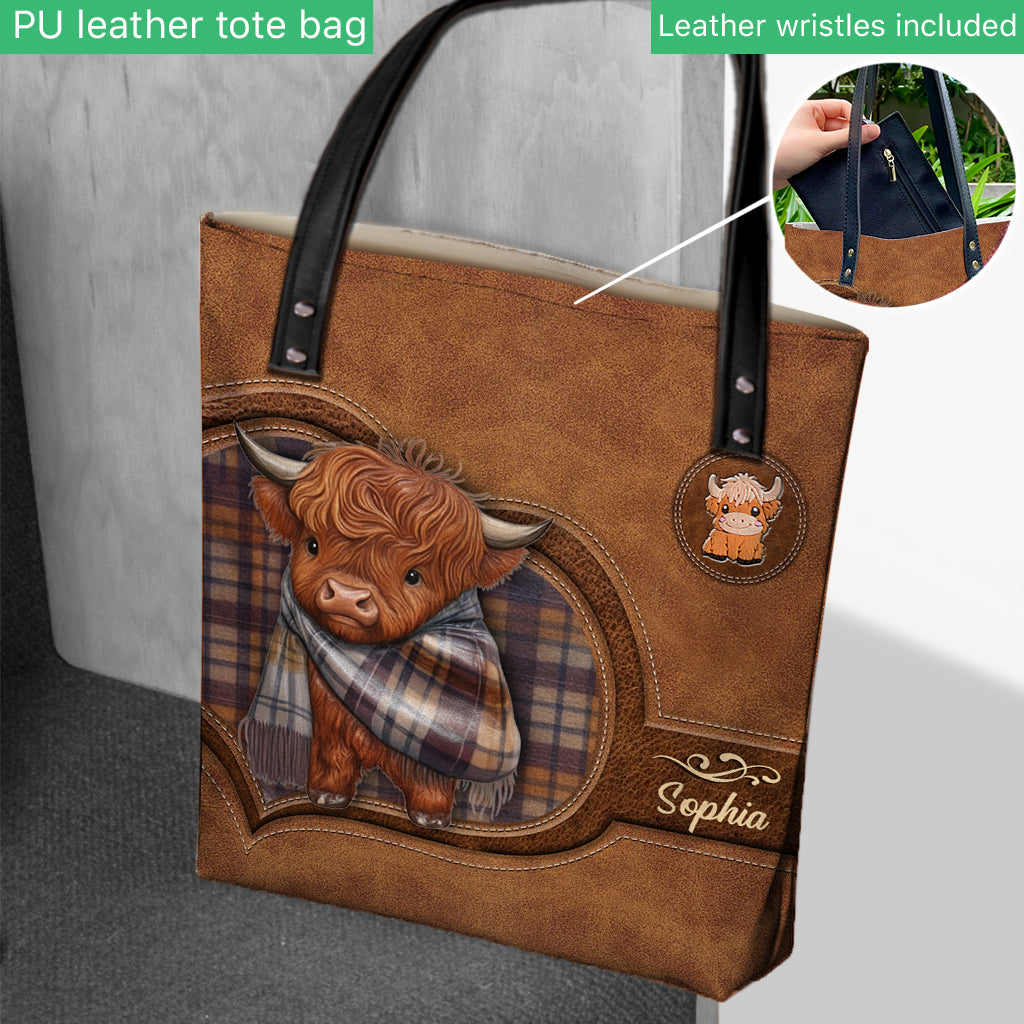 Cute Highland Cow - Personalized Highland Cow Tote Bag