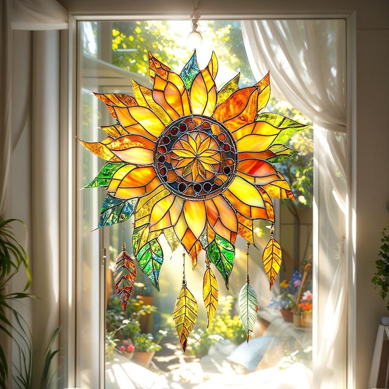 Sunflower Acrylic Suncatcher, Flower Window Hanging