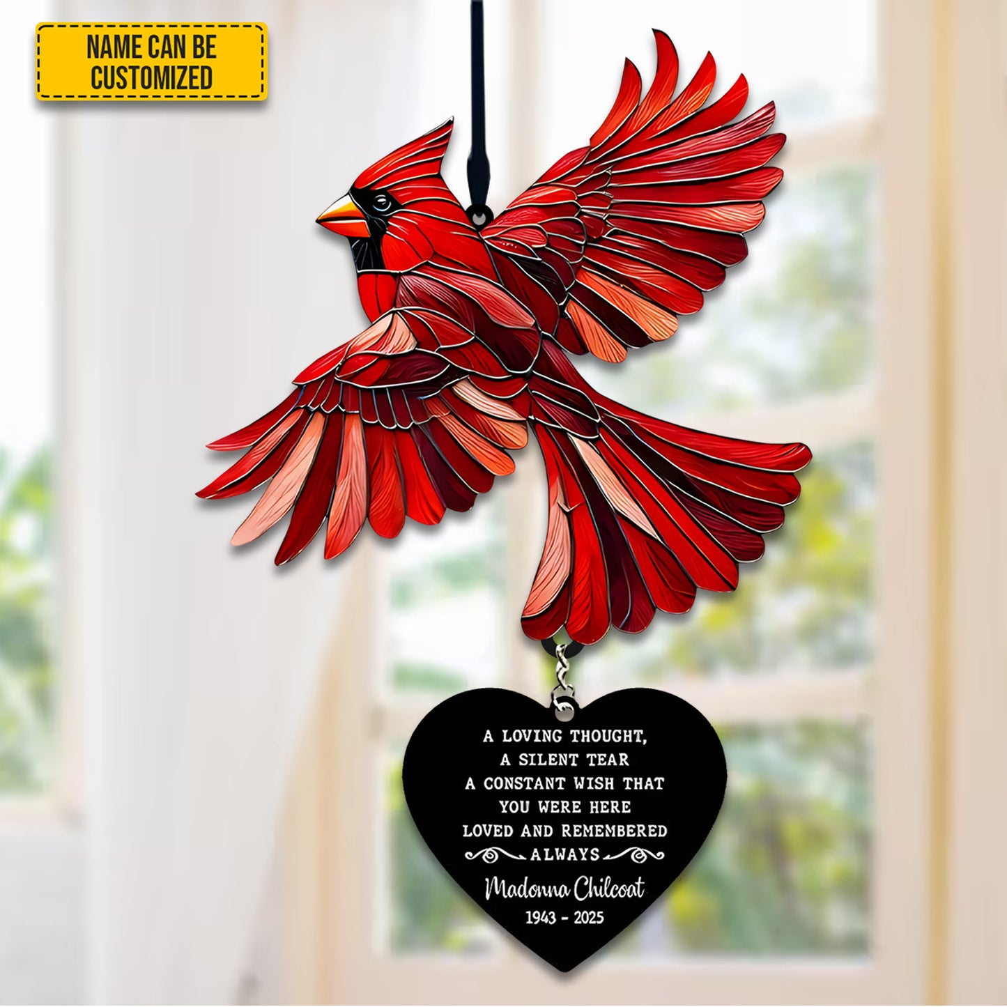 Personalized Cardinal Memorial Acrylic Window