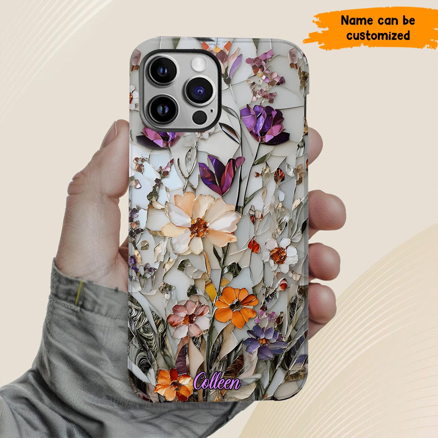 Mosaic Pressed Flowers – Personalized Phone Case