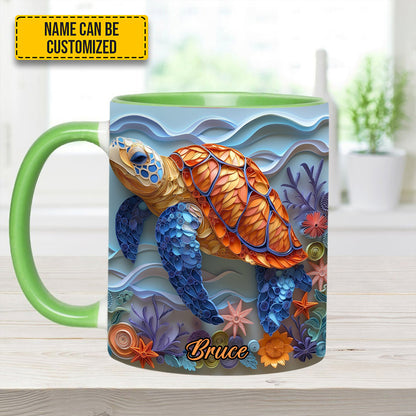 Sea Turtle - Personalized Turtle Accent Mug
