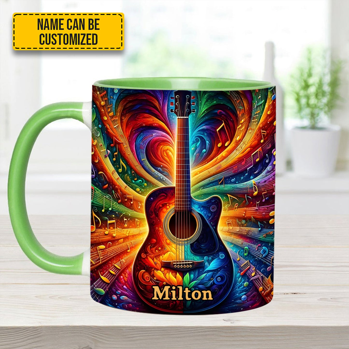 Personalized Colorful Guitar Music - Accent Mug