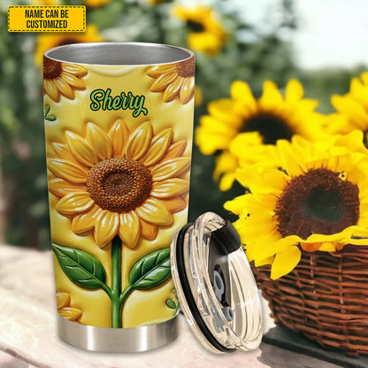 Personalized Beautiful Sunflower Inflated Tumbler