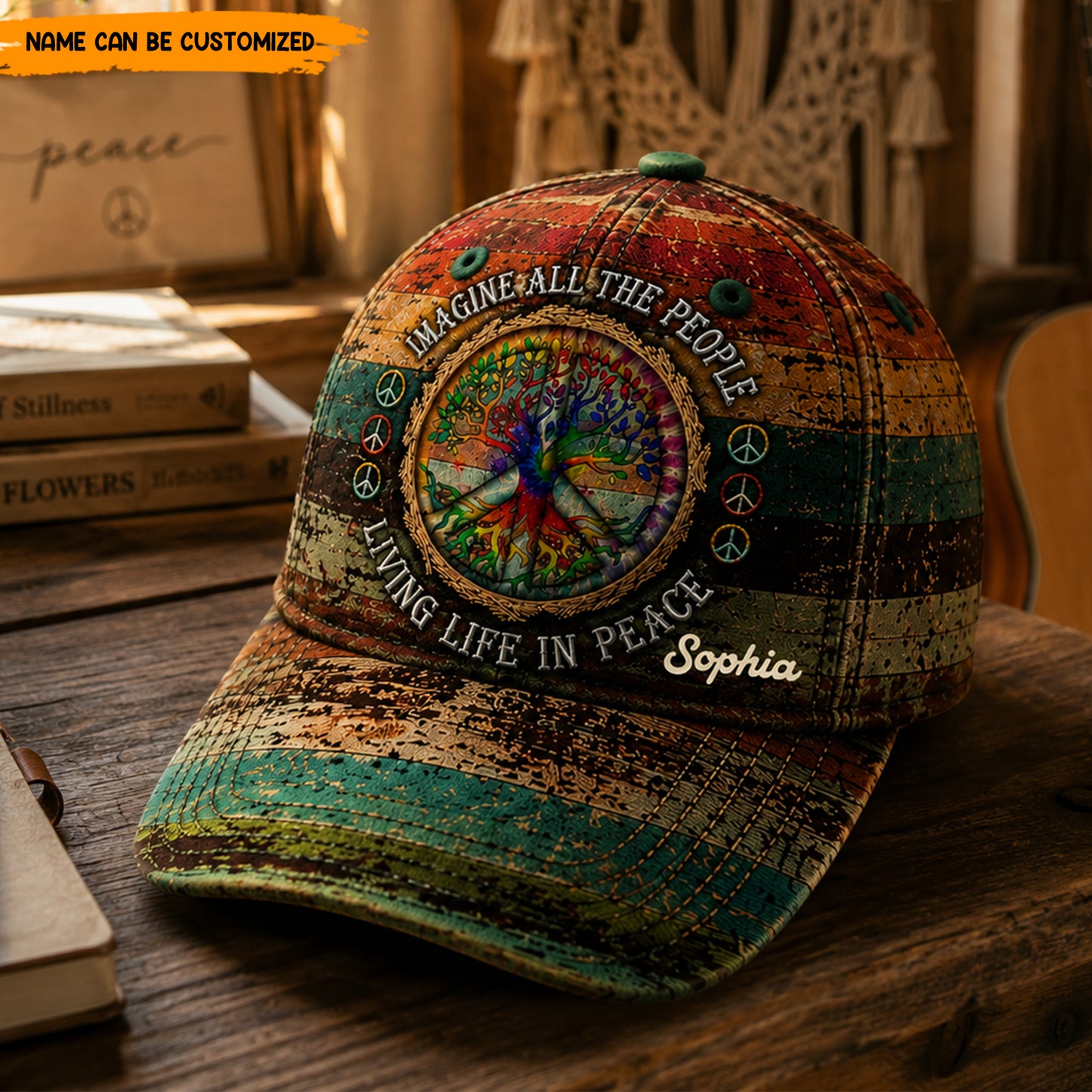 Personalized Hippie Tree of Life Vintage Classic Cap