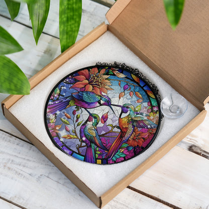 Beautiful Hummingbird Stained Glass Suncatcher