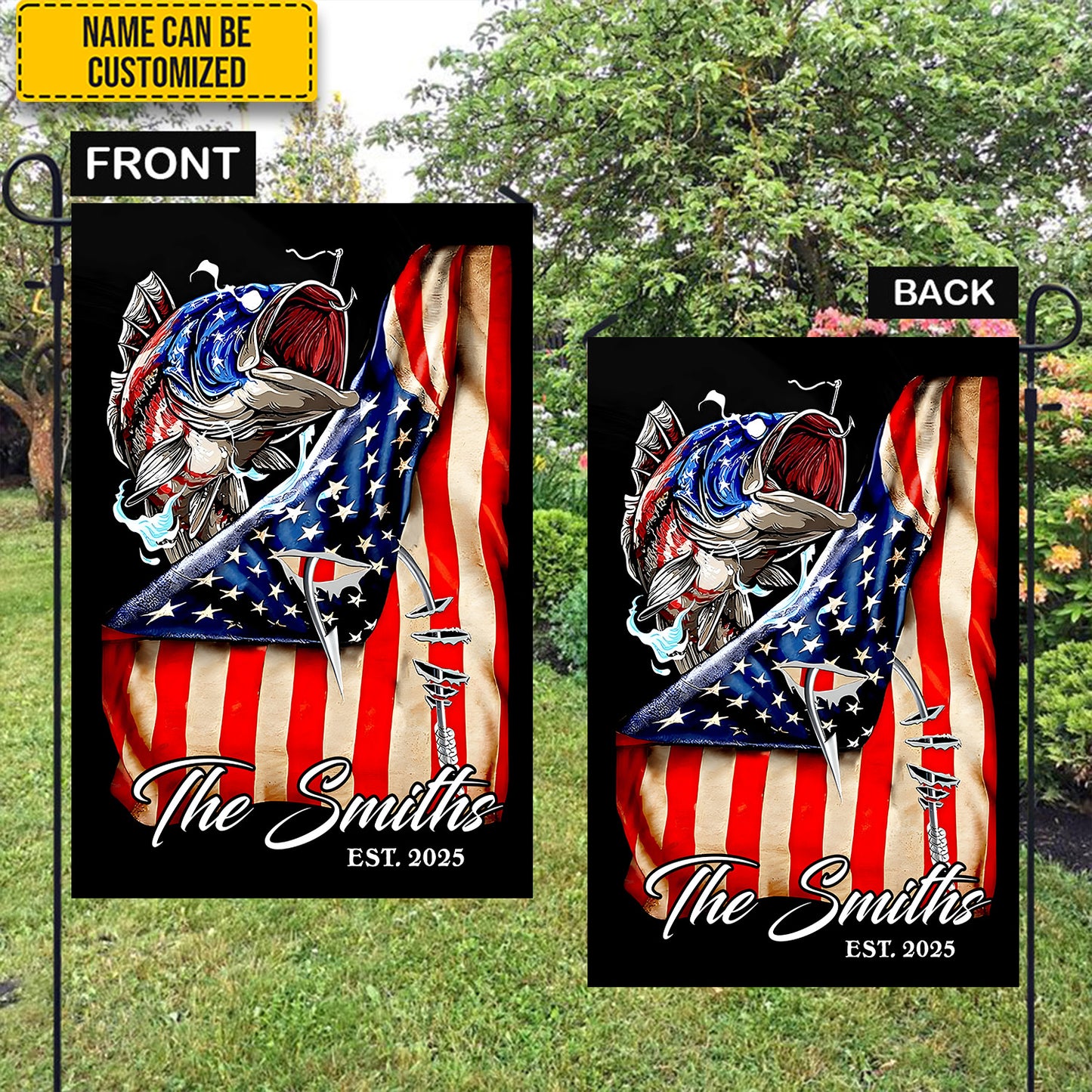 Personalized Fishing Flag Garden