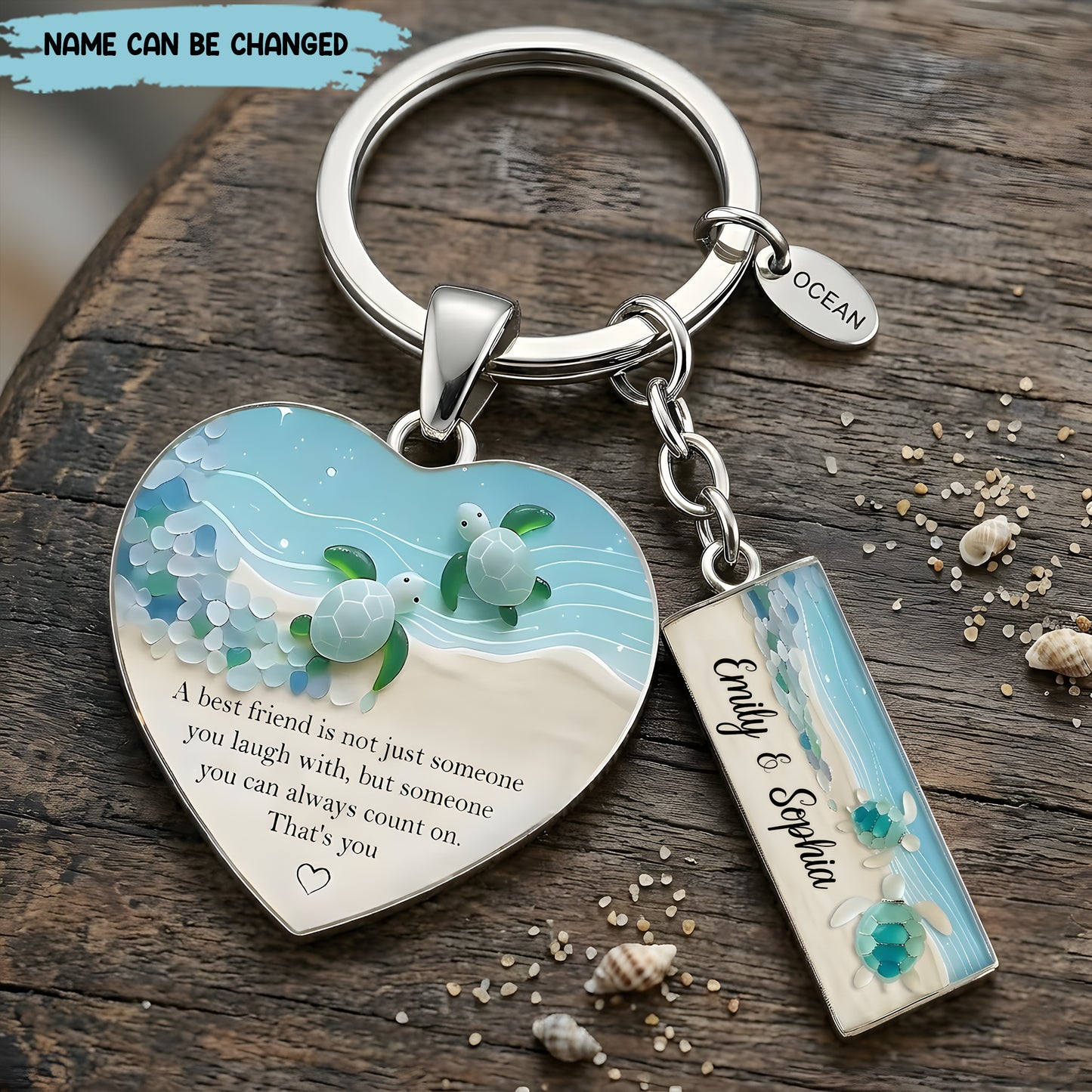Personalized Best Friends Turtle Keychain Gift Set