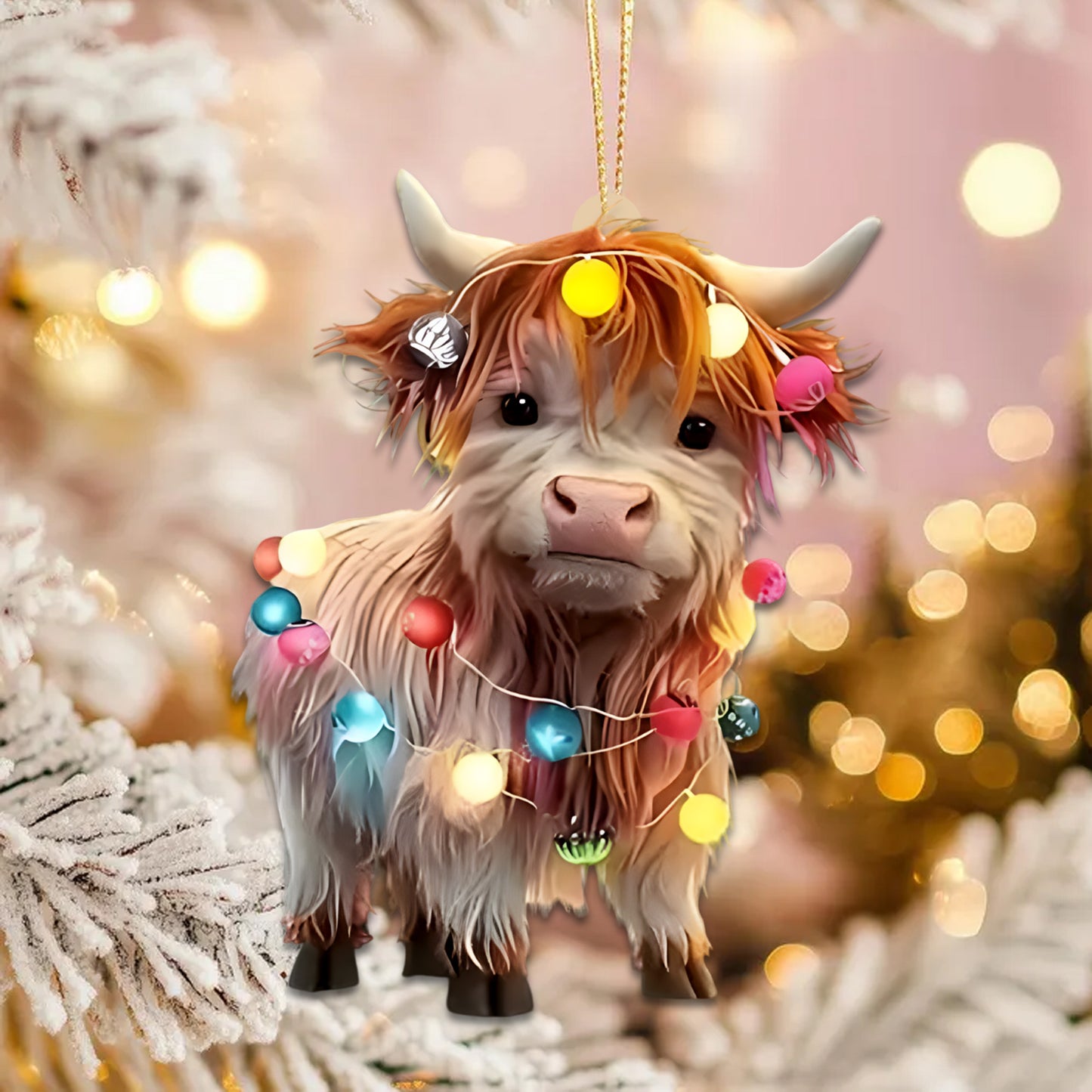 Colorful Highland Cow Ornament