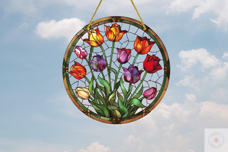 Colorful Tulip Acrylic Window Hanging