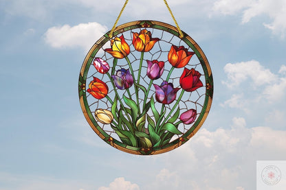 Colorful Tulip Acrylic Window Hanging