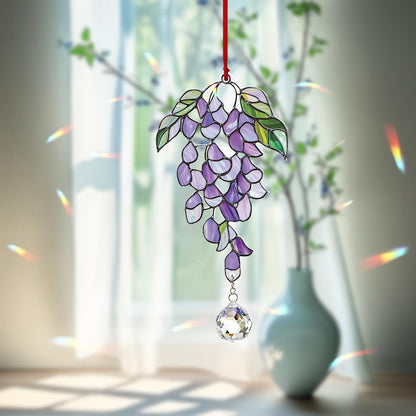 Purple Floral Hanging Crystal