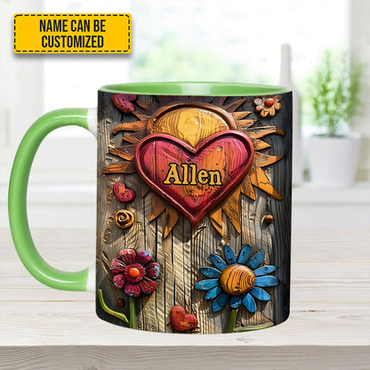 Hippie Heart Symbol - Personalized Hippie Accent Mug