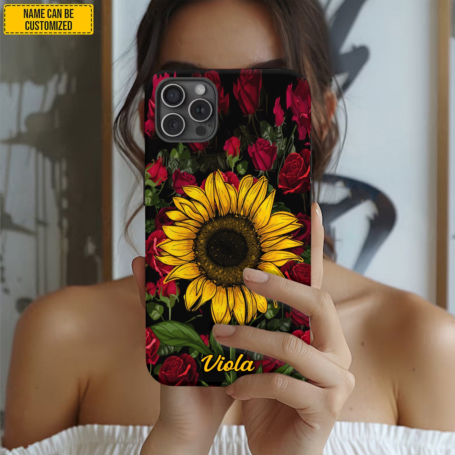 Personalized Sunflower & Rose Phone Case