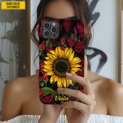 Personalized Sunflower & Rose Phone Case