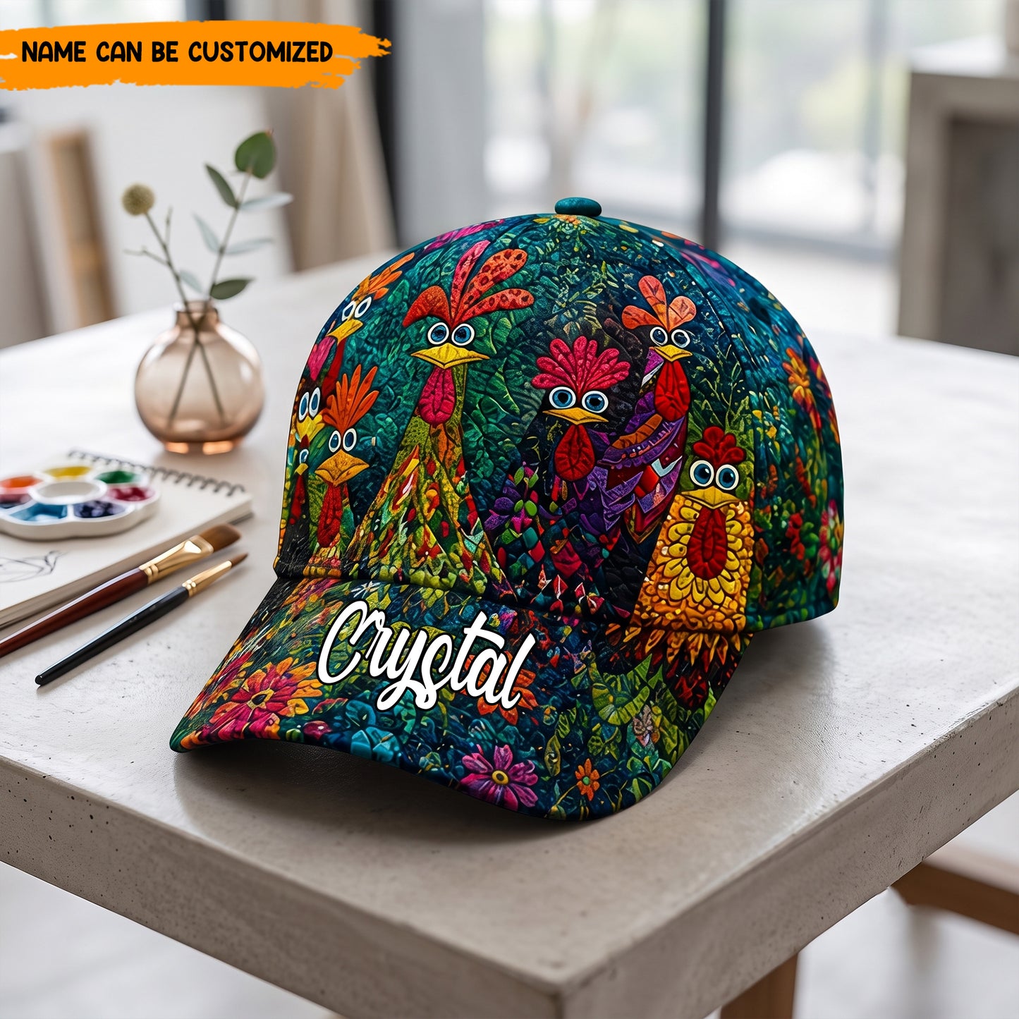 Personalized Crazy Chicken Classic Cap