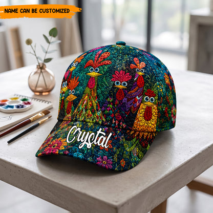 Personalized Crazy Chicken Classic Cap