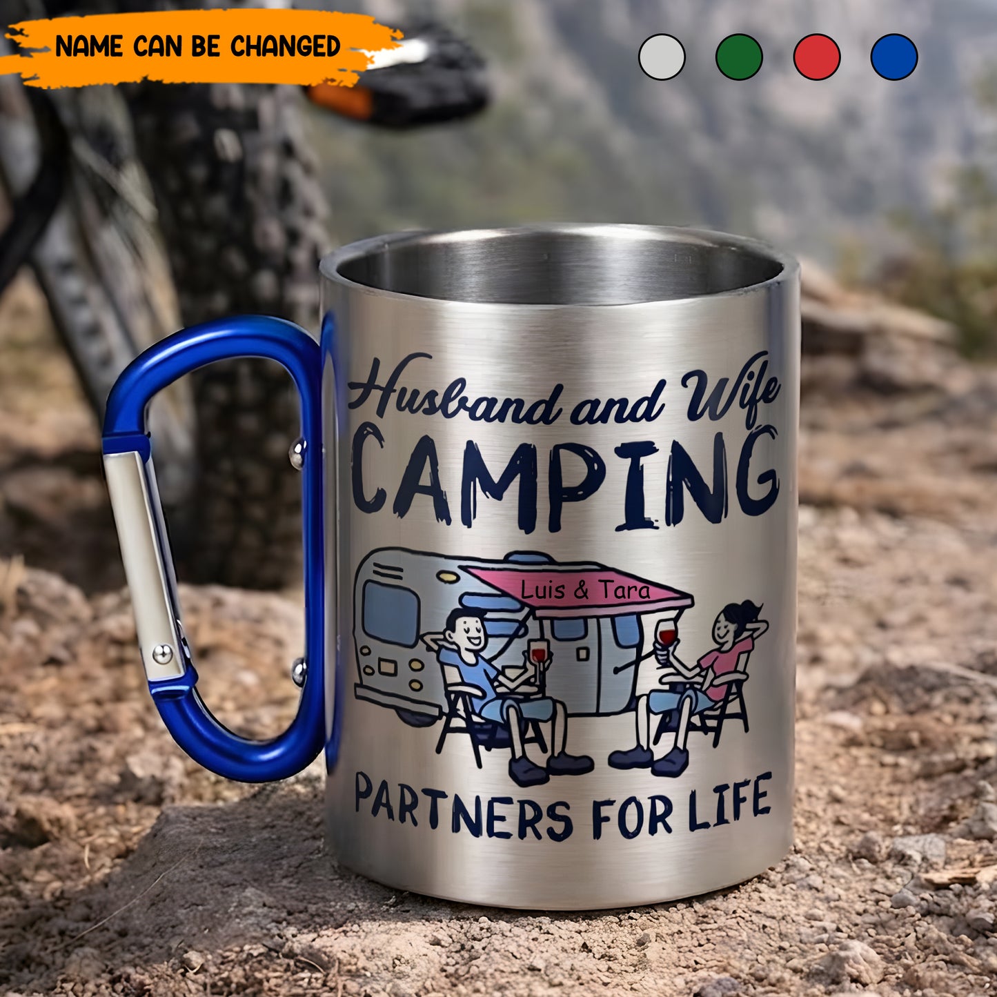 Husband and Wife Camping Partner For Life - Personalized Camping Carabiner Mug