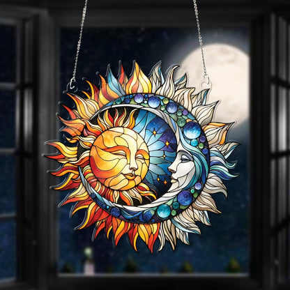 Celestial Sun Moon Acrylic Window Hanging