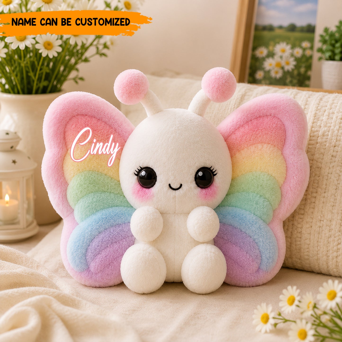 Personalized Colorfull Butterfly Shaped Pillow