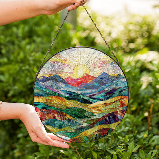 Mountain Sunrise Stained Glass Suncatcher