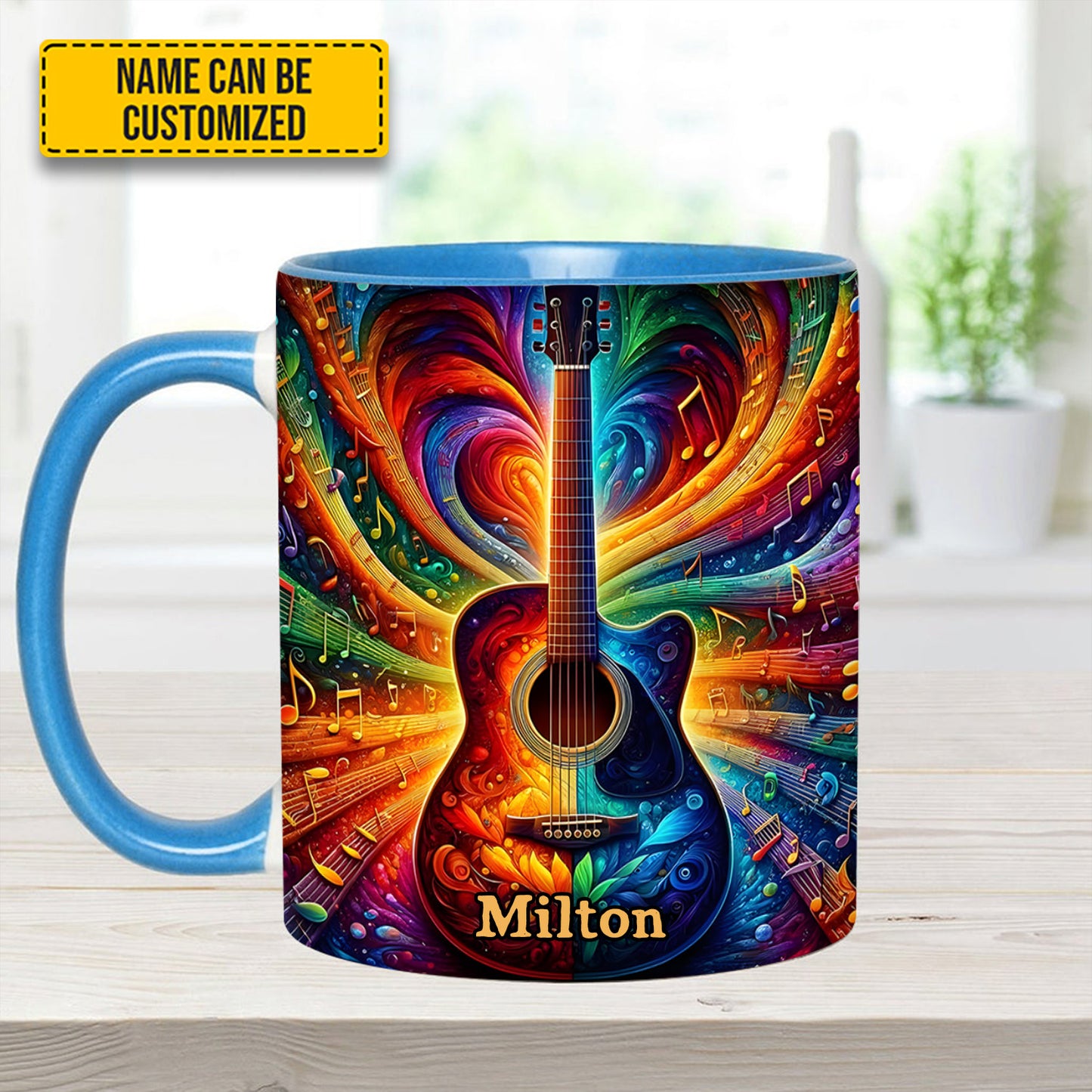 Personalized Colorful Guitar Music - Accent Mug