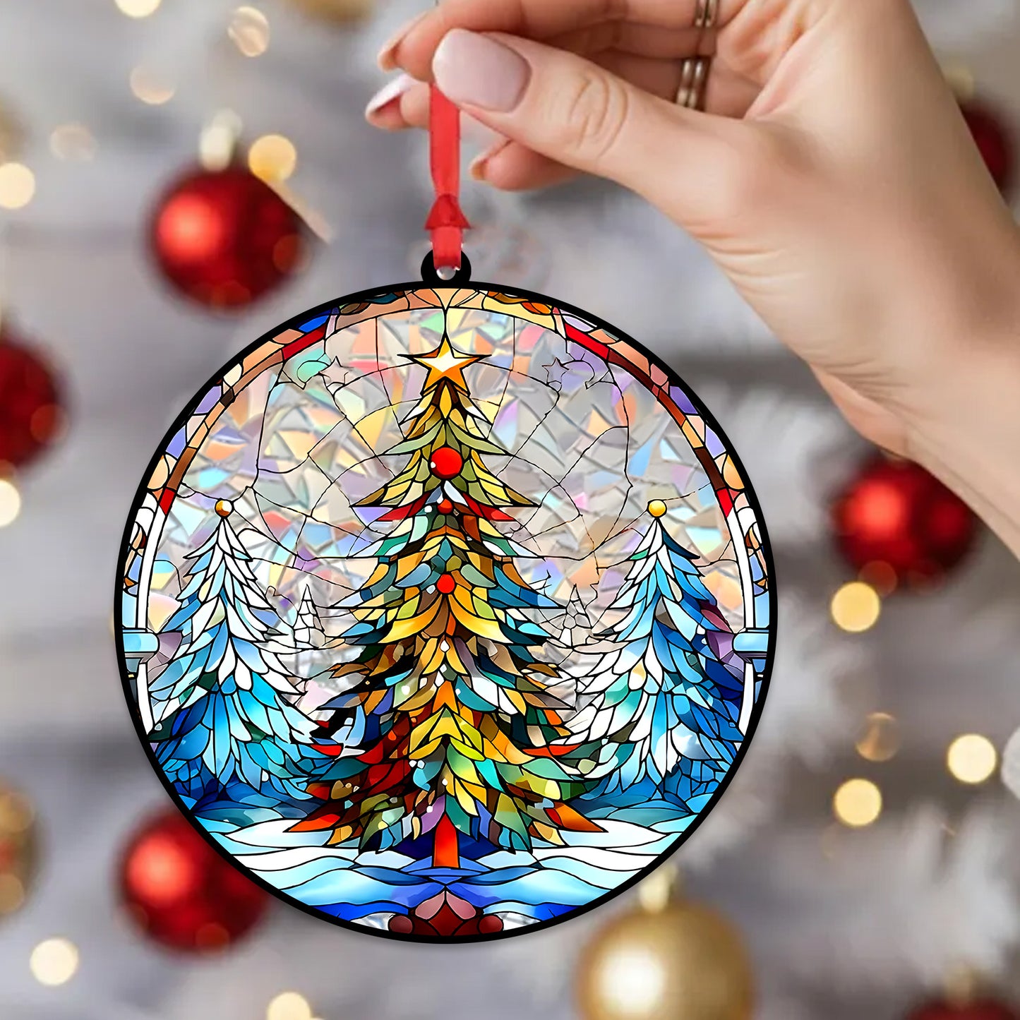 Stained Glass Christmas Tree Acrylic Ornament