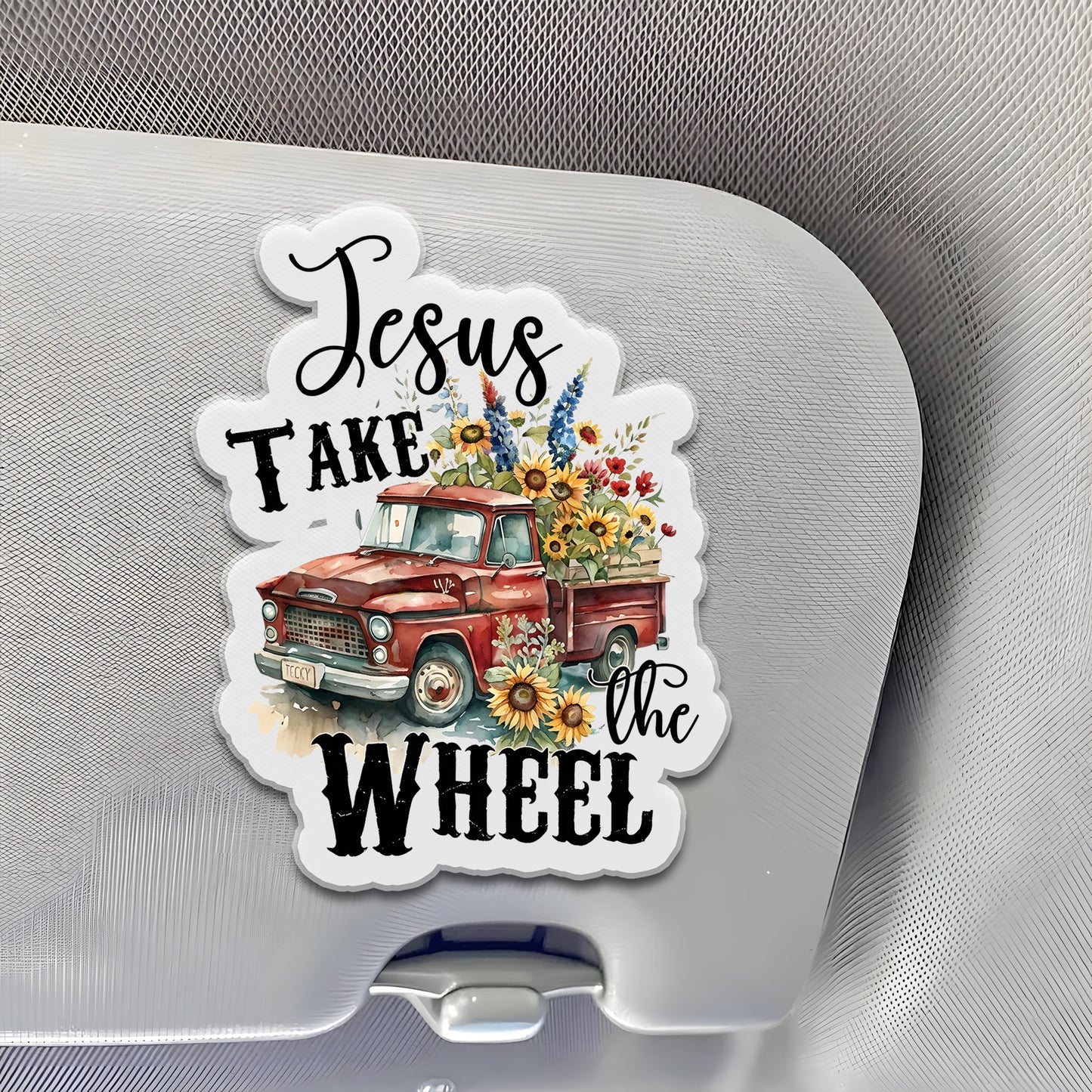 Jesus Take The Wheel Custom Shaped Car Visor Clip