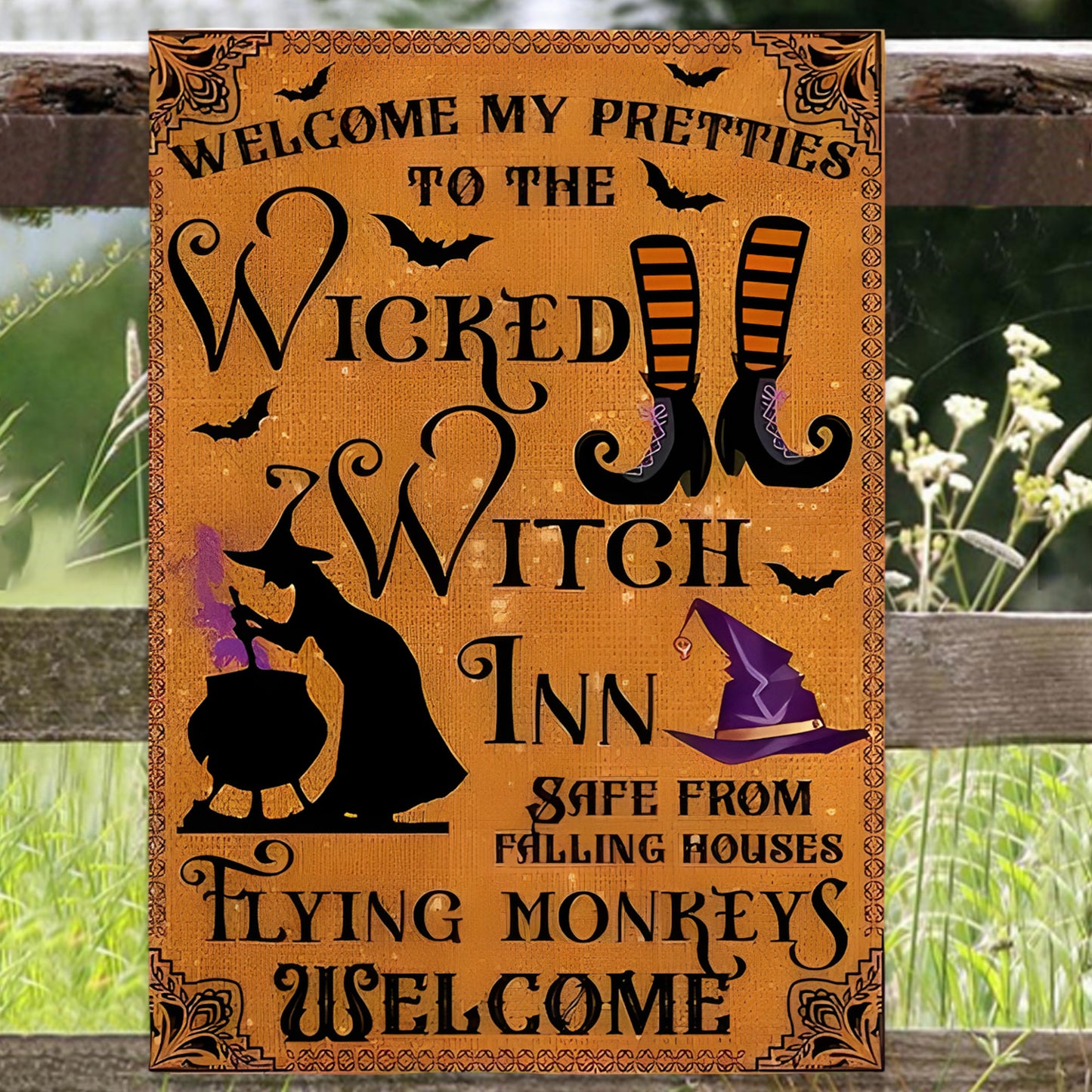 Welcome My Pretties To The Wicked - Witch Metal Sign