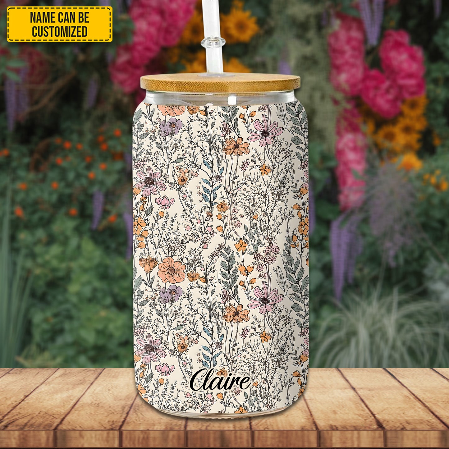 Wildflower Garden Glass - Personalized Tumbler Glass