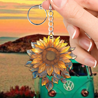 Sunflower Keychain, Personalized Shape Keychain