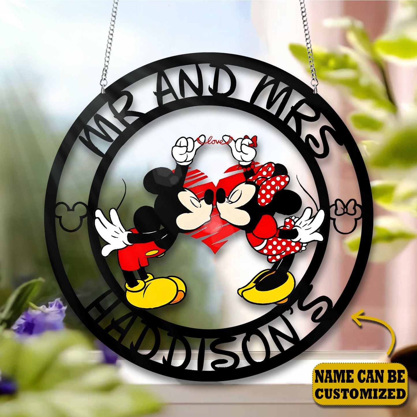 Love, Cute Mouse Couple Acrylic Window, Couple Window Hanging