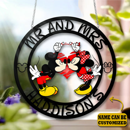 Love, Cute Mouse Couple Acrylic Window, Couple Window Hanging