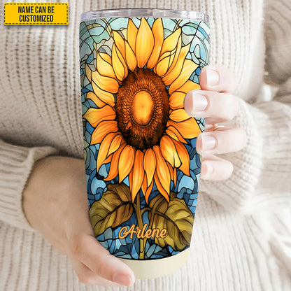 Personalized Stained Glass Sunflower Tumbler