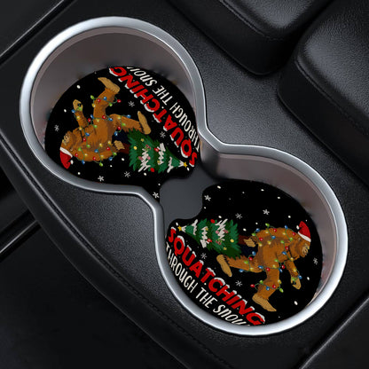 Funny Sasquatch & Christmas Tree Car Coaster