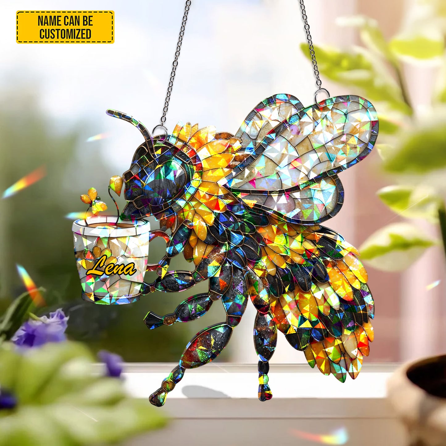 Bee Brings Coffee - Personalized Bee Hologram Ornament
