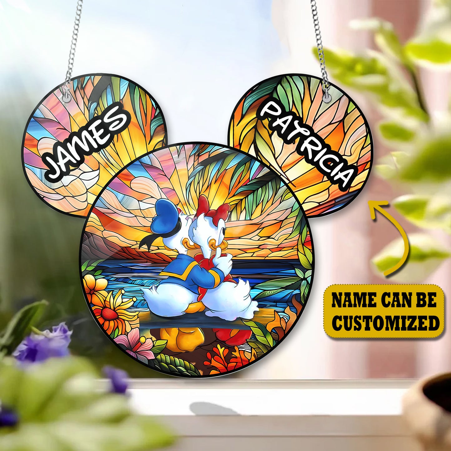 Cute Duck Couple Acrylic Window, Couple Window Hanging