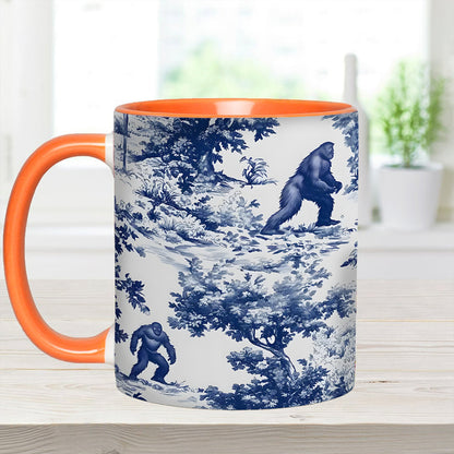 Bigfoot Sasquatch Print Forest Toile Funny Accent Mug