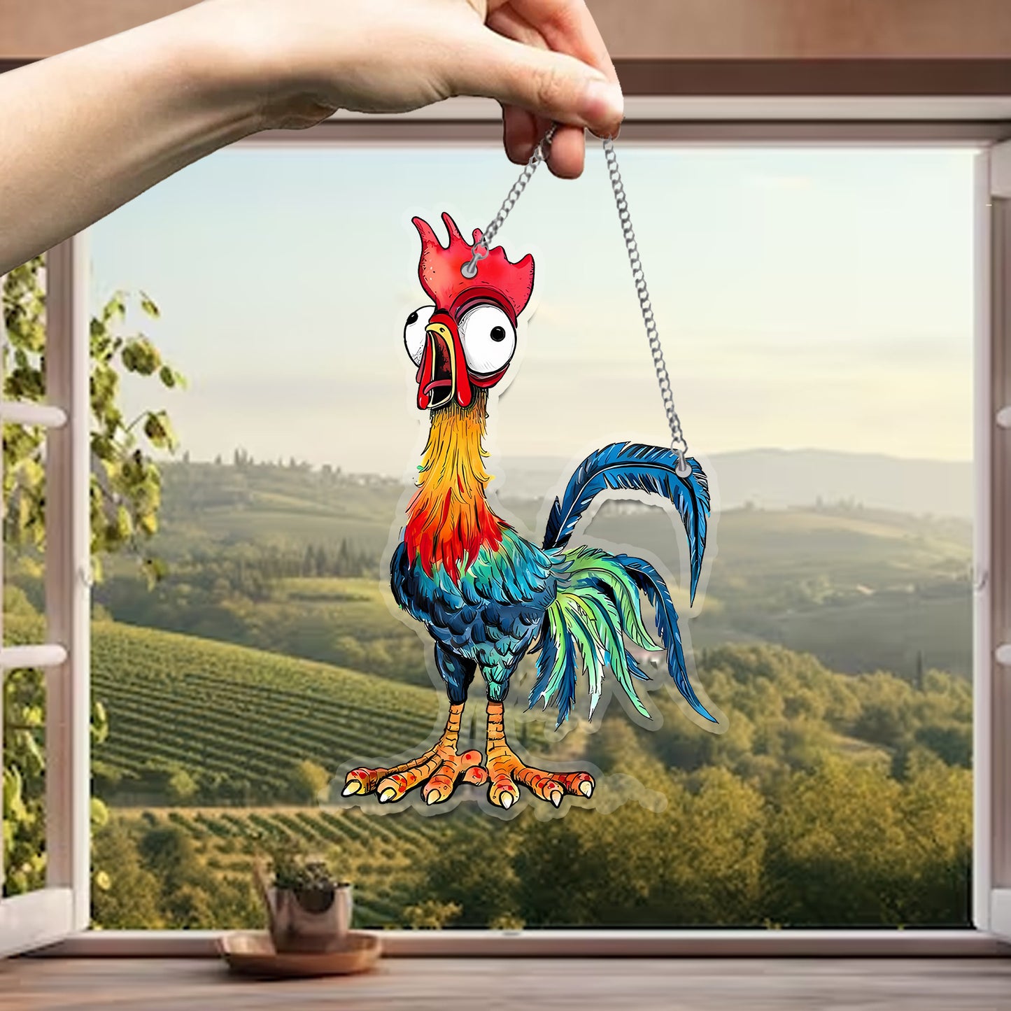 Chicken Cluck Acrylic Window Hanging