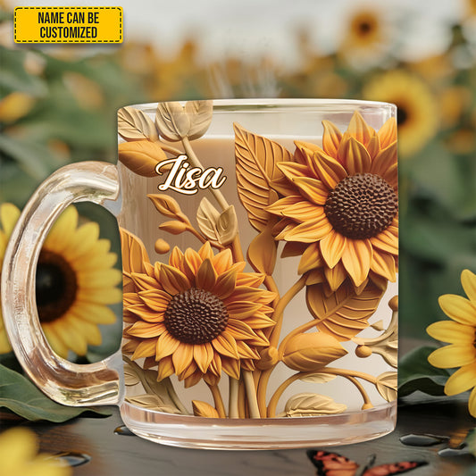 Beautiful Sunflower - Personalized Sunflower Glass Mug