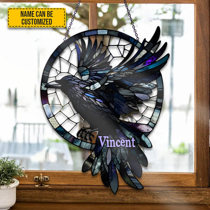 Raven - Personalized Stain Glass Window Hanging Suncatcher